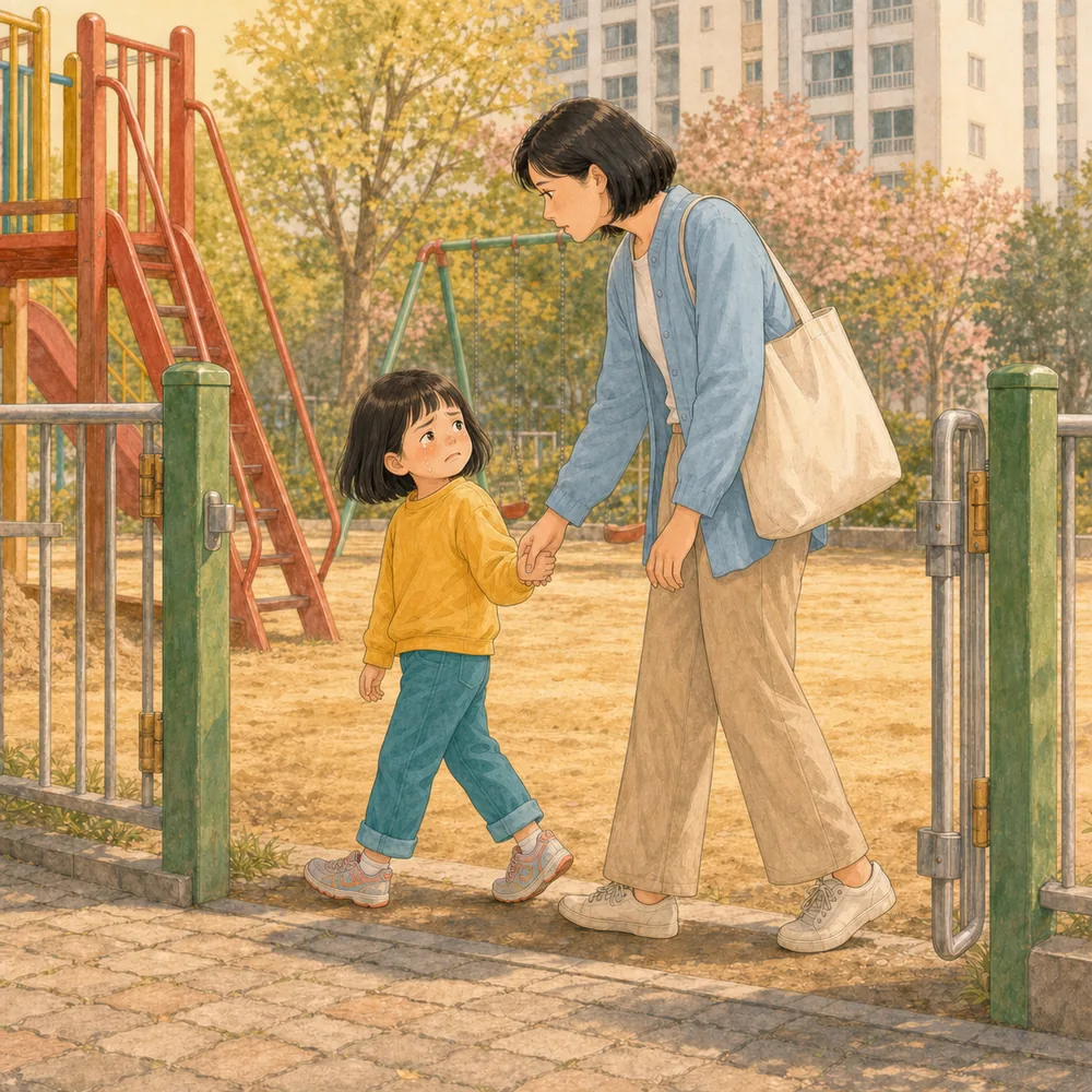 울어도 떠나는 시간을 다시 열지 않기. “더 놀고 싶었구나”라고 마음은 받아주되 새 3분을 약속하지 않습니다. 정한 마지막 놀이 뒤에는 같은 순서로 출입문을 나갑니다. 내용을 보여주는 요약 카드 일러스트