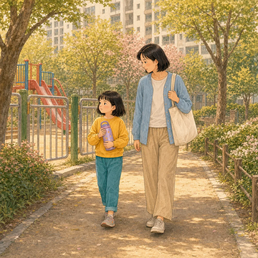 놀이터에서 집으로 돌아오는 5분이 매번 길어진다면 저장 포인트 일러스트